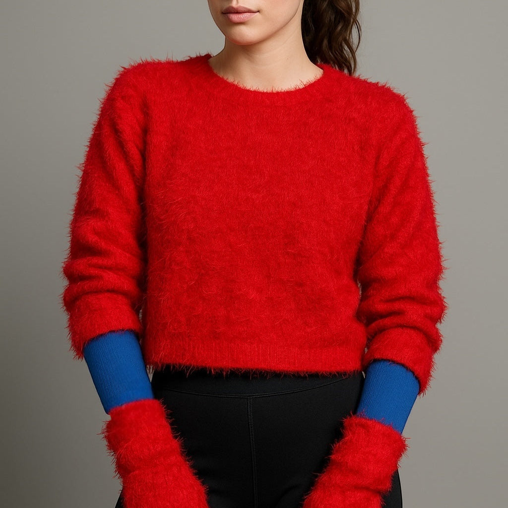 Rouge avec bandes bleu stretch en bas des manches ( court ) EN PRÉCOMMANDE