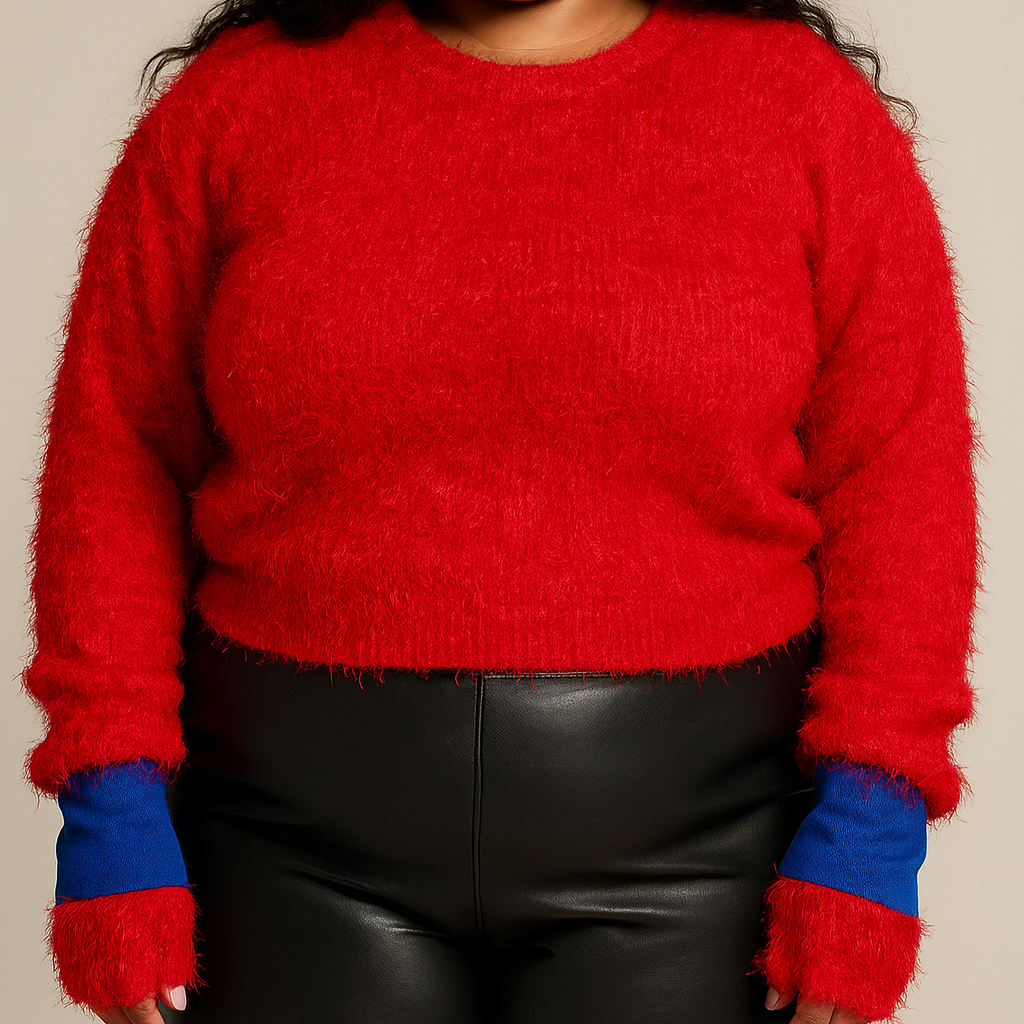 Rouge avec bandes bleu stretch en bas des manches ( court ) EN PRÉCOMMANDE