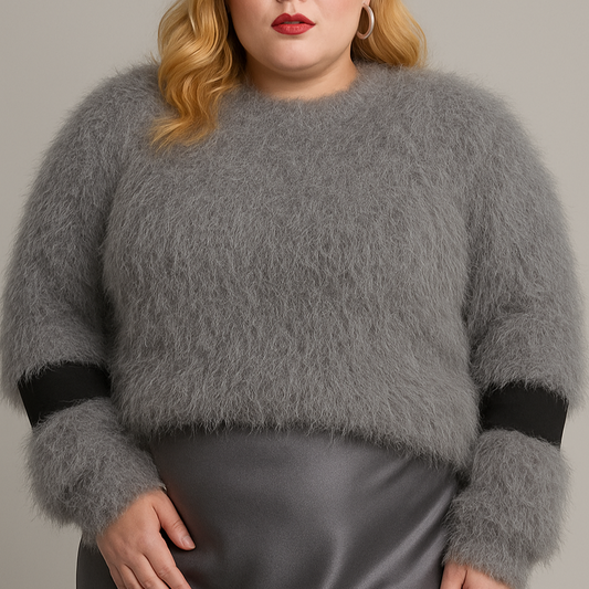 Pull gris avec bandes manches stretch noire EN STOCK