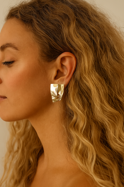Boucles d'oreilles LES GOBELINS argentées – design minimaliste et moderne, laiton plaqué or LAMANIAK