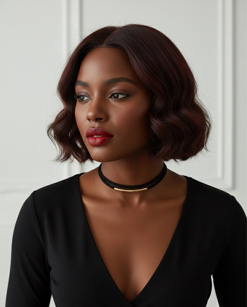 Double collier ras du cou noir