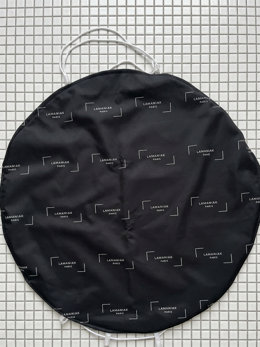 Le sac piscine étanche verso imperméable coton bleu marine et blanc fait main à Paris 
