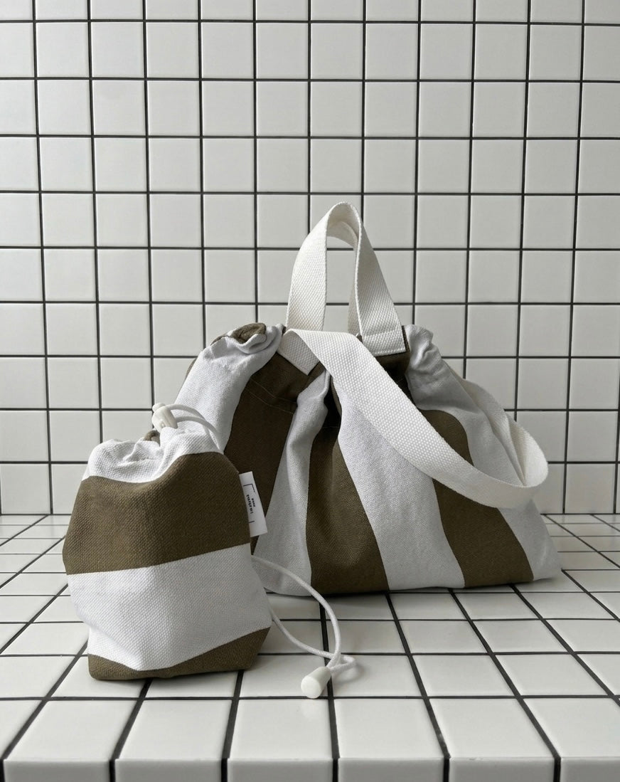Ensemble sac et pochette en toile 100% coton fait main à Paris par LAMANIAK